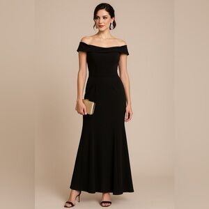 Kleinfeld Black Off-Shoulder Evening Gown Formal Dress Size 10